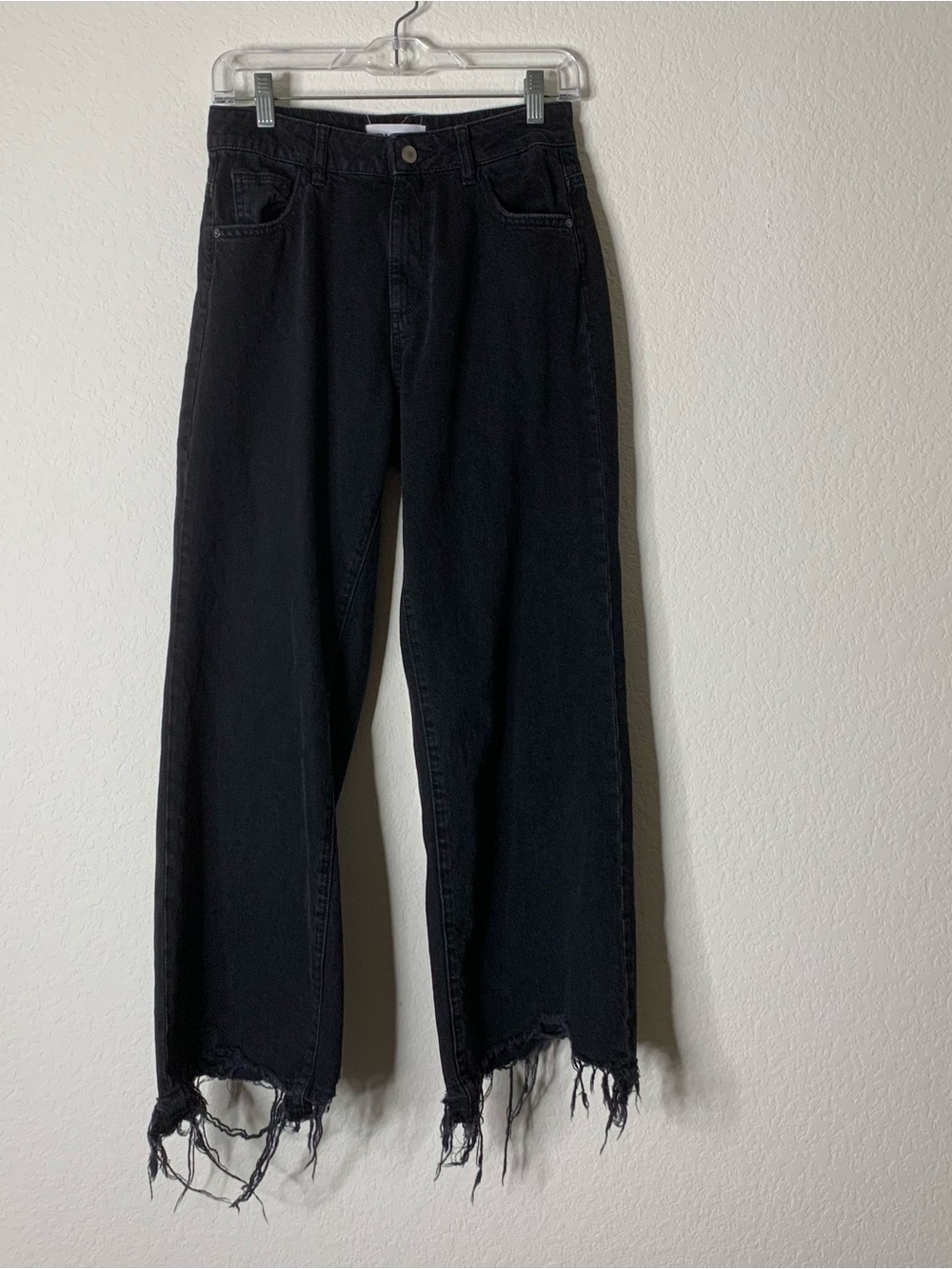 DL1961 womens black Hepburn high rise wide leg Savannah destroy jeans 27